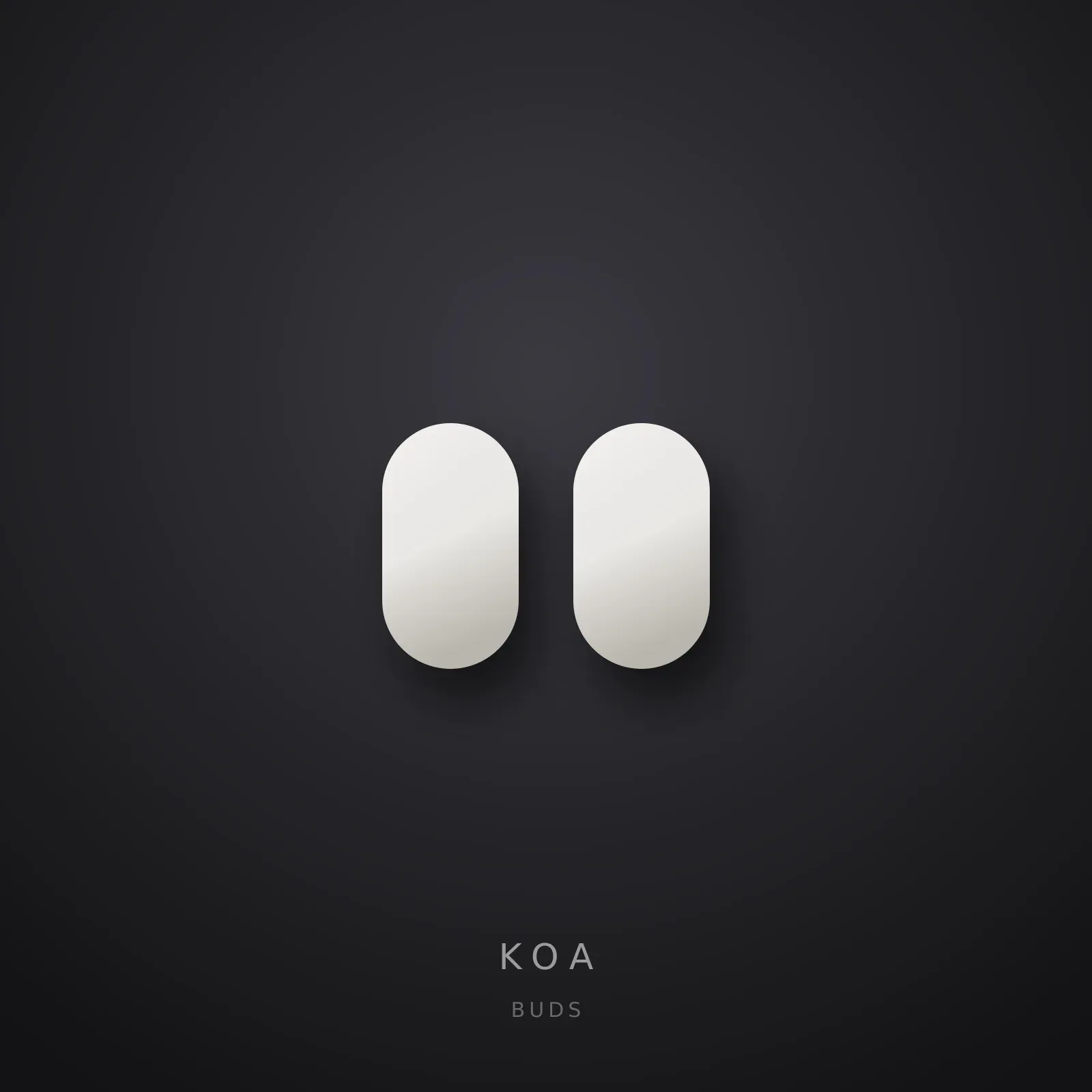 Audífonos KOA Buds sobre fondo grafito.