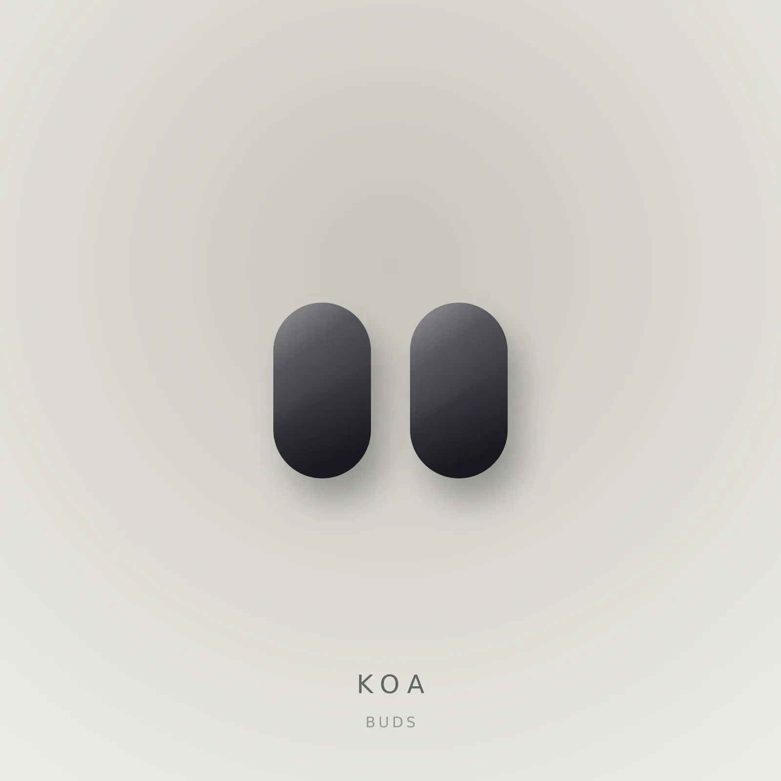 Audífonos KOA Buds sobre fondo hueso.